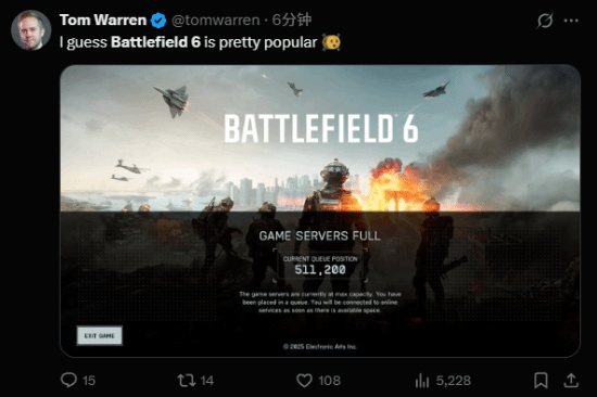 《战地6》Steam首发涌入34万玩家！服务器稳定运行